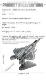 F-22 Raptor Stealth Air Superiority Fighter Model 1:72 Scale - Image 6