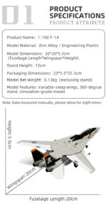 F-14 Tomcat Carrier Fighter Display Model 1:100 Scale - Image 8